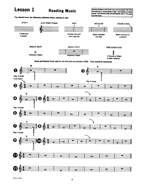 Student Instrumental Course【Baritone Saxophone Student】 Level One (Elementary)