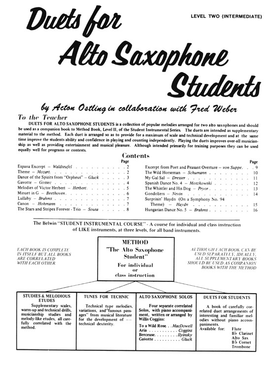 Student Instrumental Course【Duets For Alto Saxophone Students】Level Two (Intermediate)