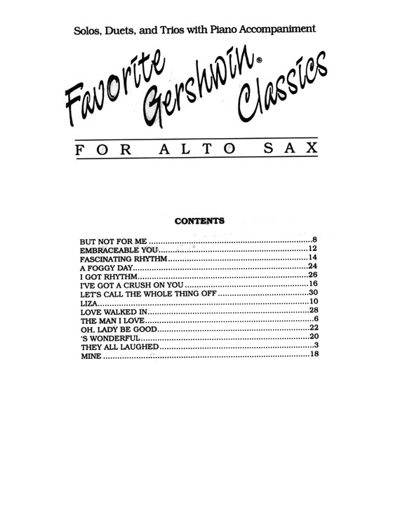 Favorite Gershwin Classics for Alto Sax