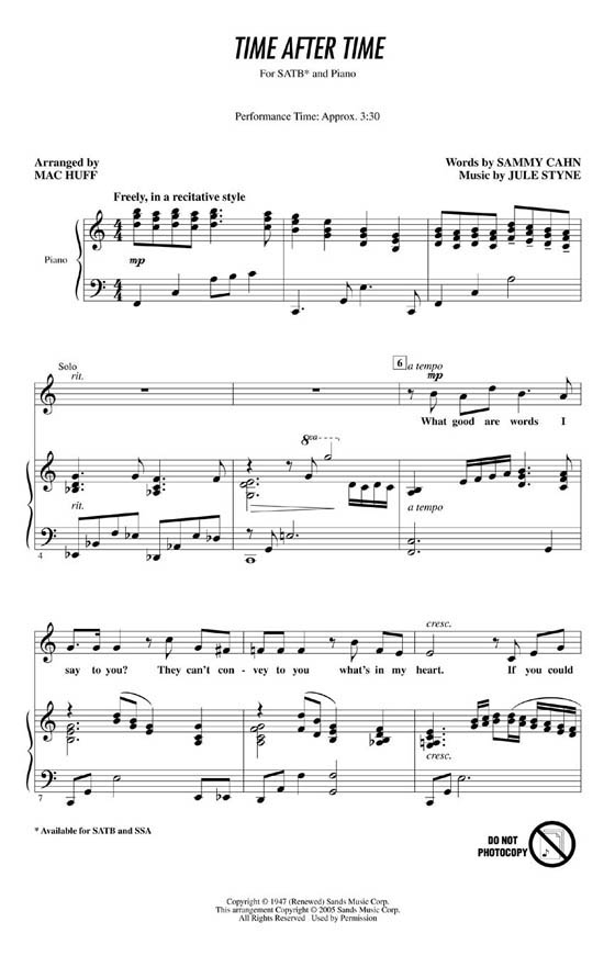 【Time After Time】SATB 【Time After Time】SATB