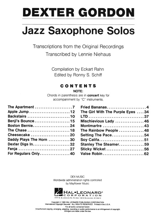 Dexter Gordon【Jazz Saxophone Solos】