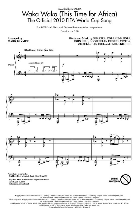 Waka Waka (This Time for Africa) SATB