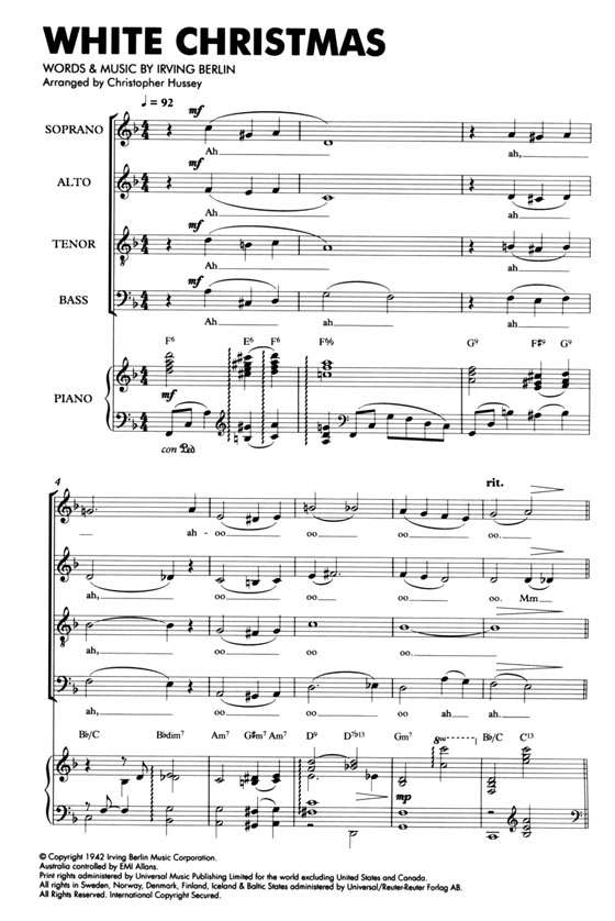 【White Christmas】SATB／Piano