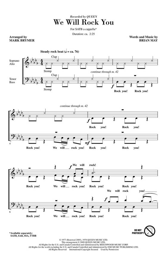 【We Will Rock You】SATB A Cappella 【We Will Rock You】SATB A Cappella