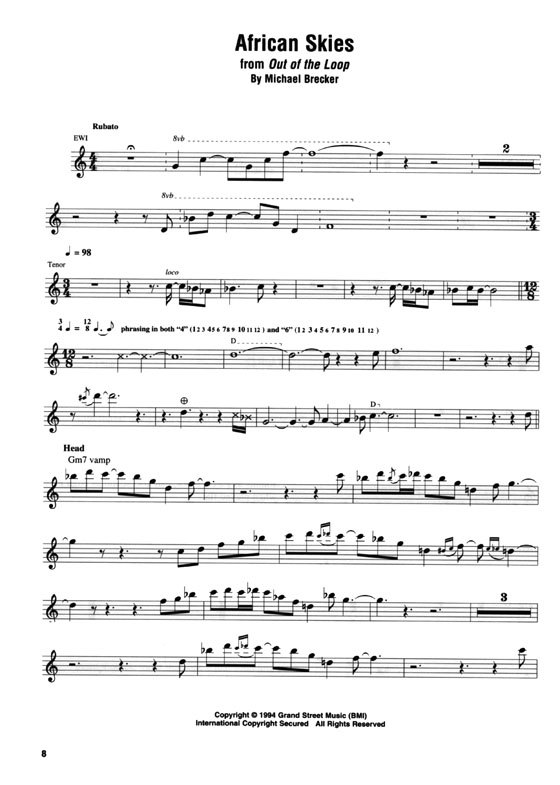 【The Michael Brecker Collection】Artist Transcriptions ‧Saxophone