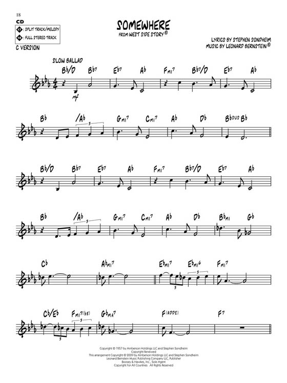 Leonard Bernstein【CD+樂譜】Jazz Play-Along Vol. 92 for Bb, Eb, C and Bass Clef Instruments