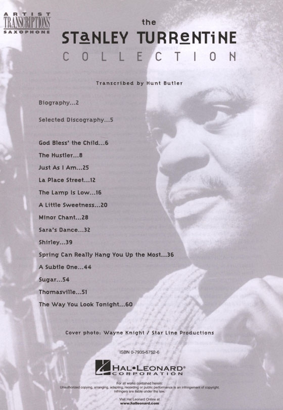 【The Stanley Turrentine Collection】Artist Transcriptions ‧Saxophone