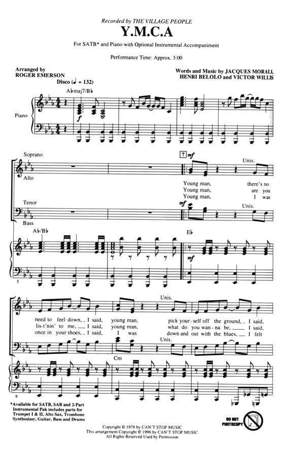 【Y.M.C.A.】SATB 【Y.M.C.A.】SATB