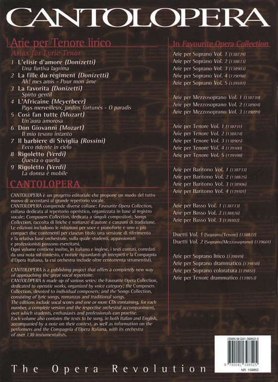 Cantolopera【CD+樂譜】Arie per Tenore lirico