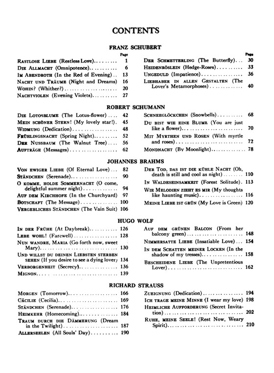 【Fifty Selected Songs】by Schubert, Schumann, Brahms, Wolf, and Strauss for High Voice 【Fifty Selected Songs】by Schubert, Schumann, Brahms, Wolf, and Strauss for High Voice