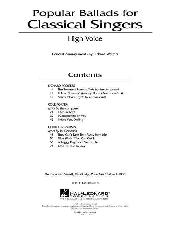 【Popular Ballads for Classical Singers】High Voice