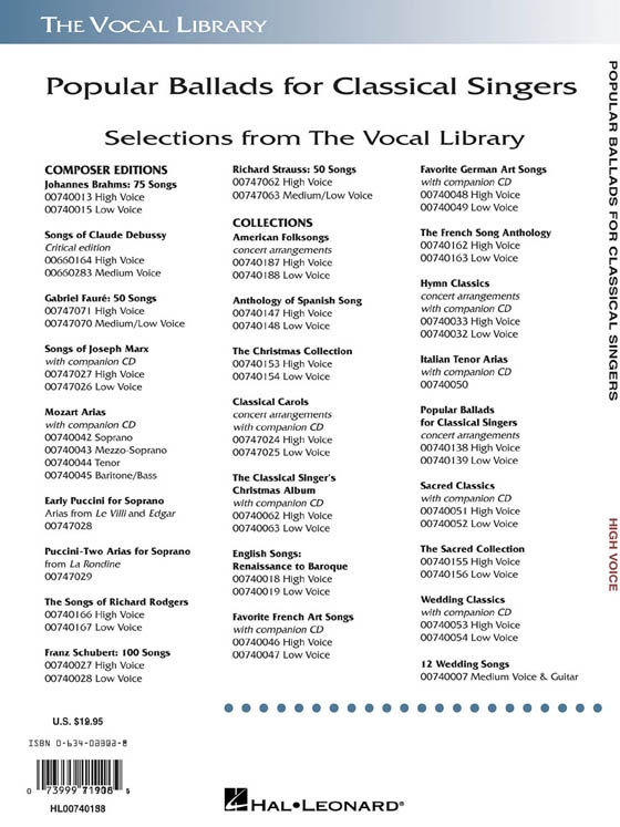 【Popular Ballads for Classical Singers】High Voice