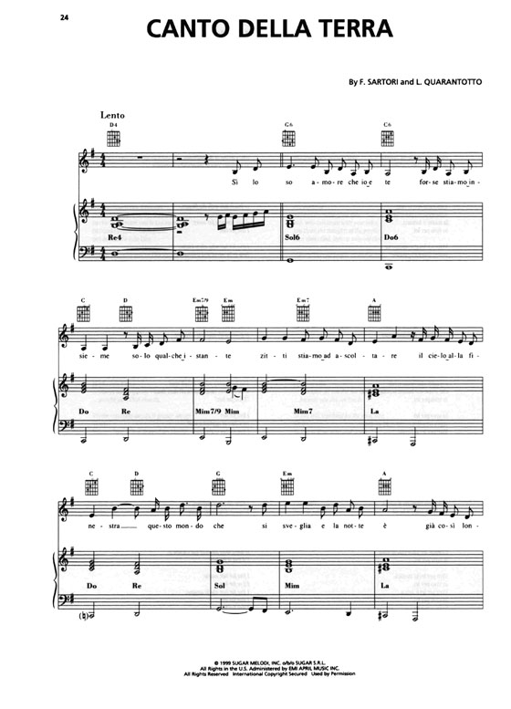 【The Andrea Bocelli Song Album】Piano‧Vocal‧Guitar 【The Andrea Bocelli Song Album】Piano‧Vocal‧Guitar