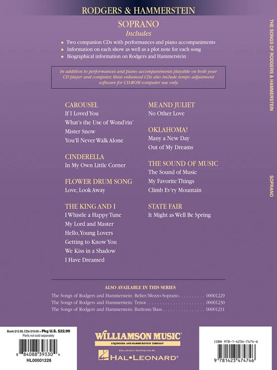 The Songs of Rodgers & Hammerstein【CD+樂譜】Soprano The Songs of Rodgers & Hammerstein【CD+樂譜】Soprano