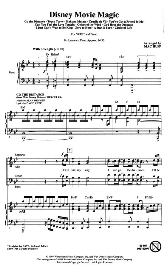 Disney Movie Magic (A Choral Medley) SATB Disney Movie Magic (A Choral Medley) SATB