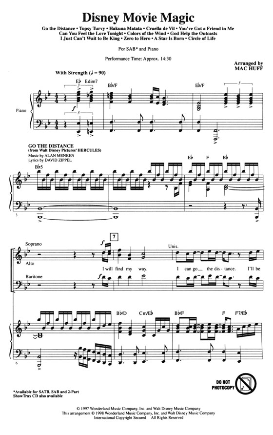 Disney Movie Magic (A Choral Medley) SAB Disney Movie Magic (A Choral Medley) SAB