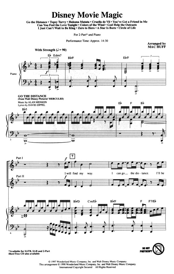 Disney Movie Magic (A Choral Medley) 2-Part Disney Movie Magic (A Choral Medley) 2-Part