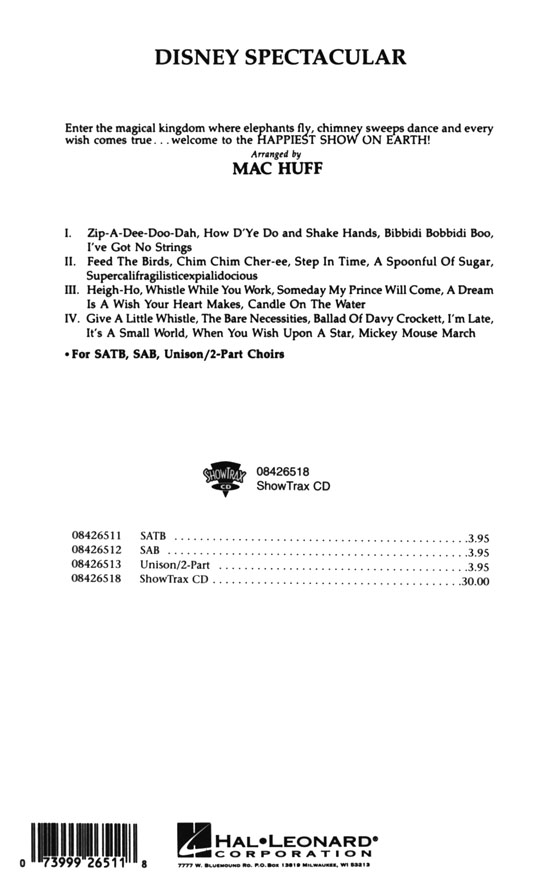 【Disney Spectacular】SATB 【Disney Spectacular】SATB