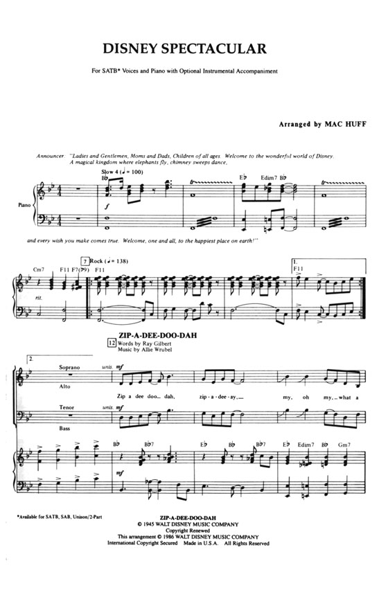 【Disney Spectacular】SATB 【Disney Spectacular】SATB