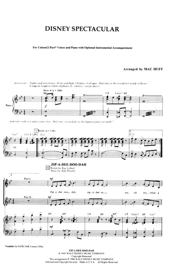【Disney Spectacular】Unison 2-Part 【Disney Spectacular】Unison 2-Part