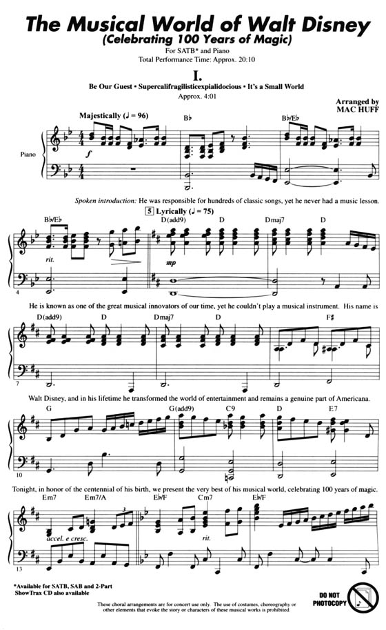 【The Musical World of Walt Disney】SATB 【The Musical World of Walt Disney】SATB