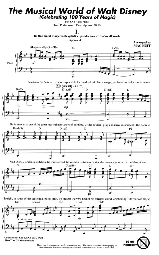 【The Musical World of Walt Disney】SAB 【The Musical World of Walt Disney】SAB