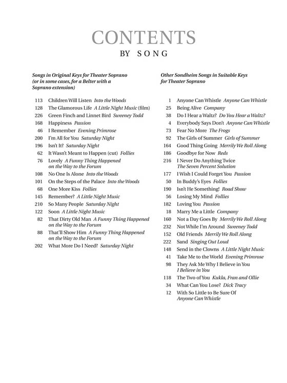 【Sondheim for Singers】Soprano 【Sondheim for Singers】Soprano