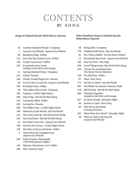 【Sondheim for Singers】Belter／Mezzo-Soprano