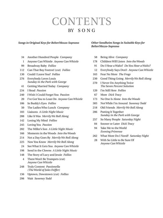 【Sondheim for Singers】Belter/Mezzo-Soprano 【Sondheim for Singers】Belter/Mezzo-Soprano