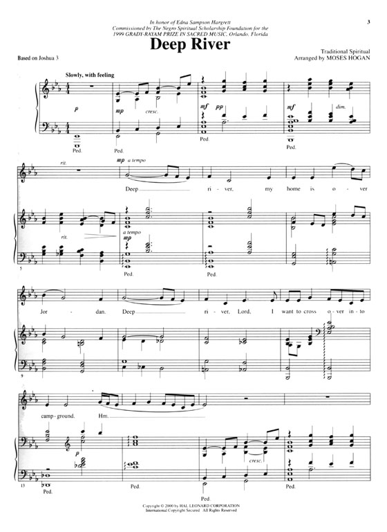 【The Deep River Collection】Ten Spirituals arranged for Solo Voice and Piano  by Moses Hogan , Volume 1 , High Voice