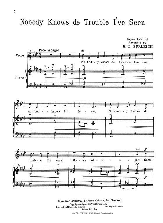 Album of Negro Spirituals , High Voice Album of Negro Spirituals , High Voice