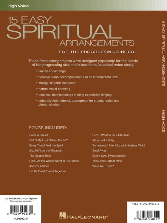 15 Easy Spiritual Arrangements【CD+樂譜】High Voice