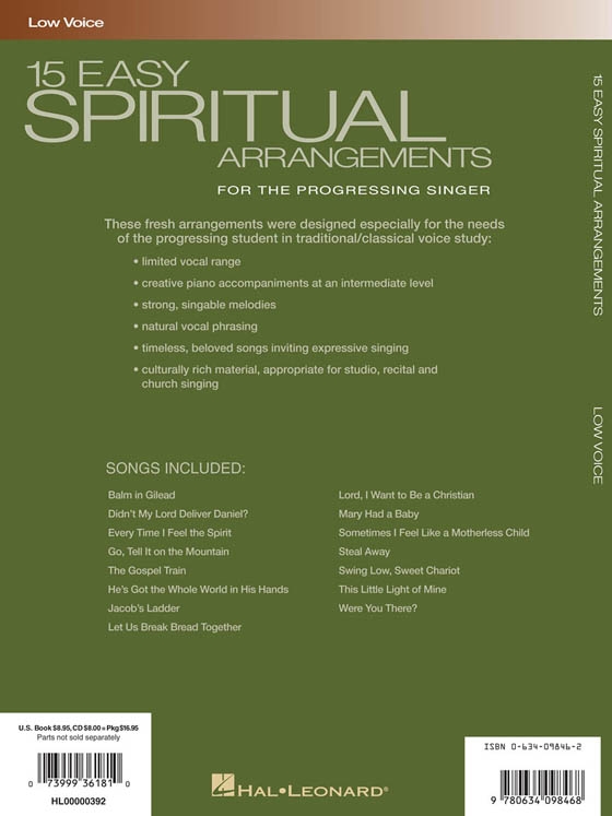 15 Easy Spiritual Arrangements【CD+樂譜】Low Voice
