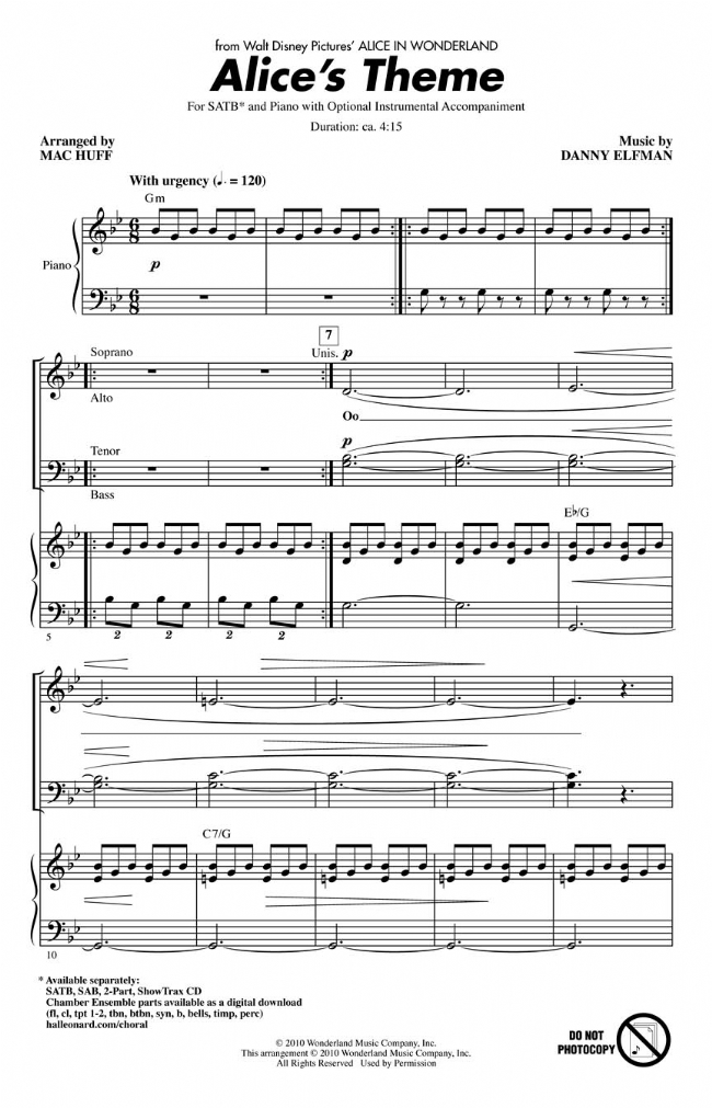 【Alice's Theme】SATB 【Alice's Theme】SATB