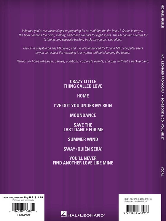 Michael Buble【CD+樂譜】Hal Leonard Pro Vocal‧Songbook & CD , Volume 27 Michael Buble【CD+樂譜】Hal Leonard Pro Vocal‧Songbook & CD , Volume 27