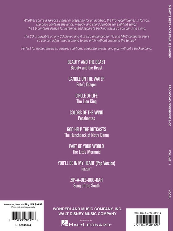 Disney's Best‧For Female Singers【樂譜+CD】Pro Vocal‧Songbook & CD Disney's Best‧For Female Singers【樂譜+CD】Pro Vocal‧Songbook & CD