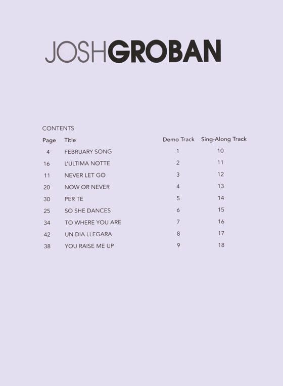 Josh Groban【CD+樂譜】Hal Leonard Pro Vocal‧Songbook & CD , Volume 33 Josh Groban【CD+樂譜】Hal Leonard Pro Vocal‧Songbook & CD , Volume 33
