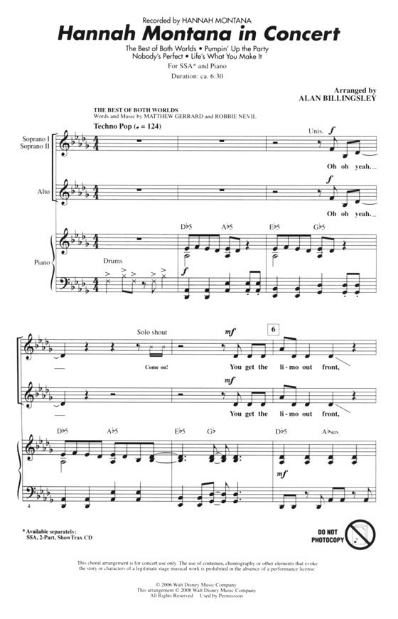 【Hannah Montana in Concert】SSA 【Hannah Montana in Concert】SSA