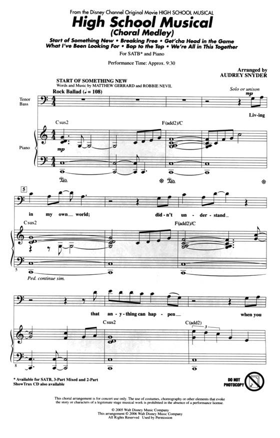 High School Musical (Choral Medley) SATB High School Musical (Choral Medley) SATB