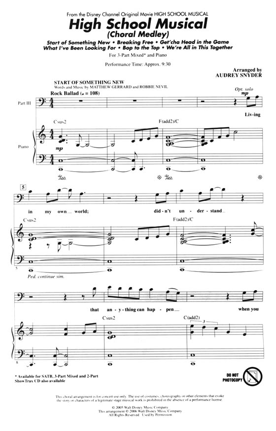 High School Musical (Choral Medley) 3-Part Mixed High School Musical (Choral Medley) 3-Part Mixed