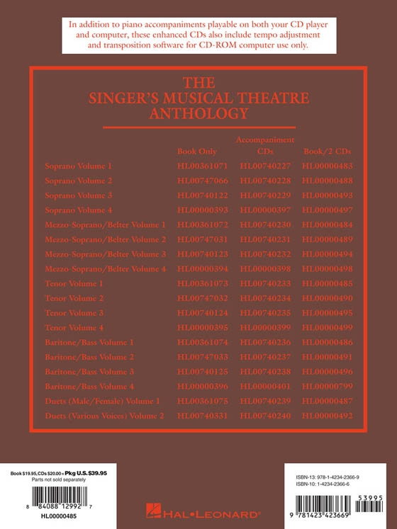 The Singer's Musical Theatre Anthology , Volume 1【CD+樂譜】Tenor