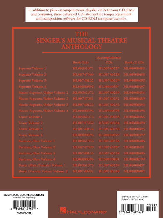 The Singer's Musical Theatre Anthology , Volume 1【CD+樂譜】Tenor The Singer's Musical Theatre Anthology , Volume 1【CD+樂譜】Tenor
