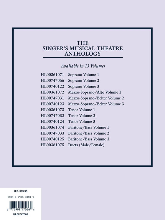 The Singer's Musical Theatre Anthology , Volume 2 , Soprano The Singer's Musical Theatre Anthology , Volume 2 , Soprano