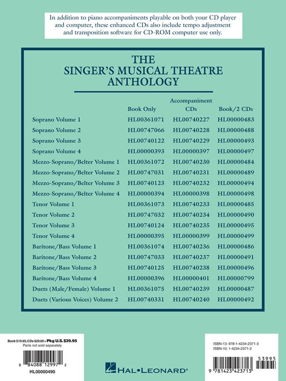 The Singer's Musical Theatre Anthology , Volume 2【CD+樂譜】Tenor