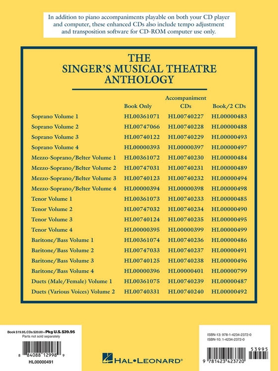 The Singer's Musical Theatre Anthology , Volume 2【CD+樂譜】Baritone／Bass