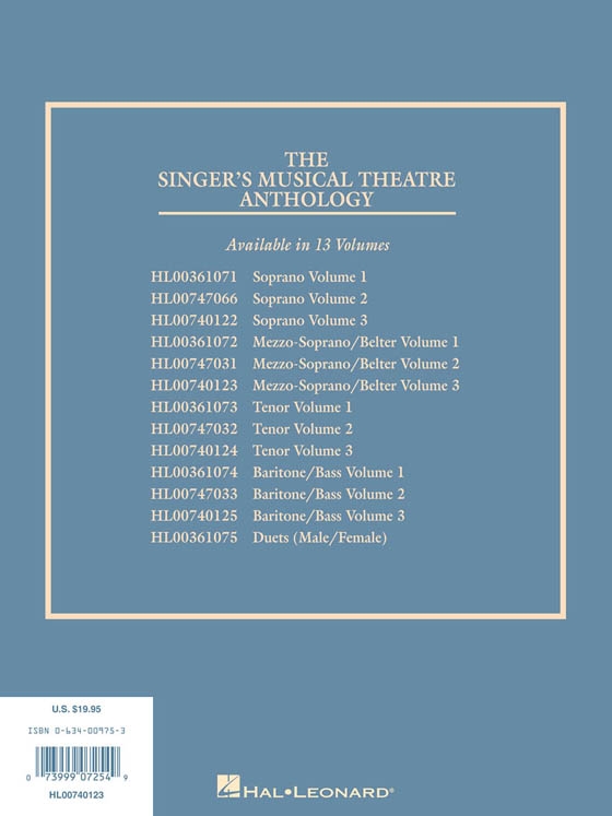 The Singer's Musical Theatre Anthology , Volume 3 , Mezzo-Soprano/Belter The Singer's Musical Theatre Anthology , Volume 3 , Mezzo-Soprano/Belter