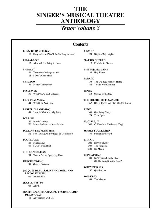 The Singer's Musical Theatre Anthology , Volume 3 , Tenor