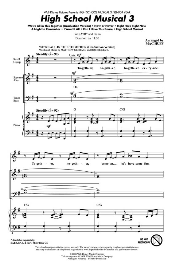 High School Musical 3 (Choral Medley) SATB High School Musical 3 (Choral Medley) SATB