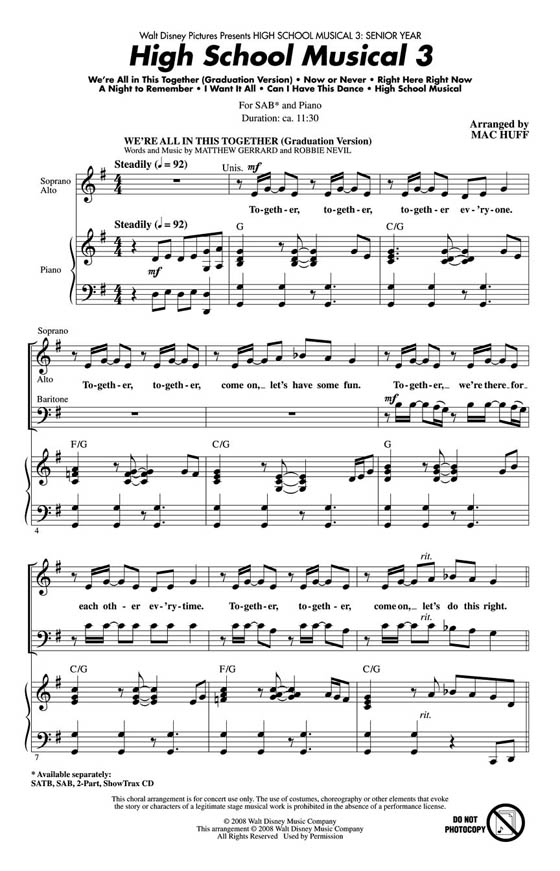 High School Musical 3 (Choral Medley) SAB High School Musical 3 (Choral Medley) SAB