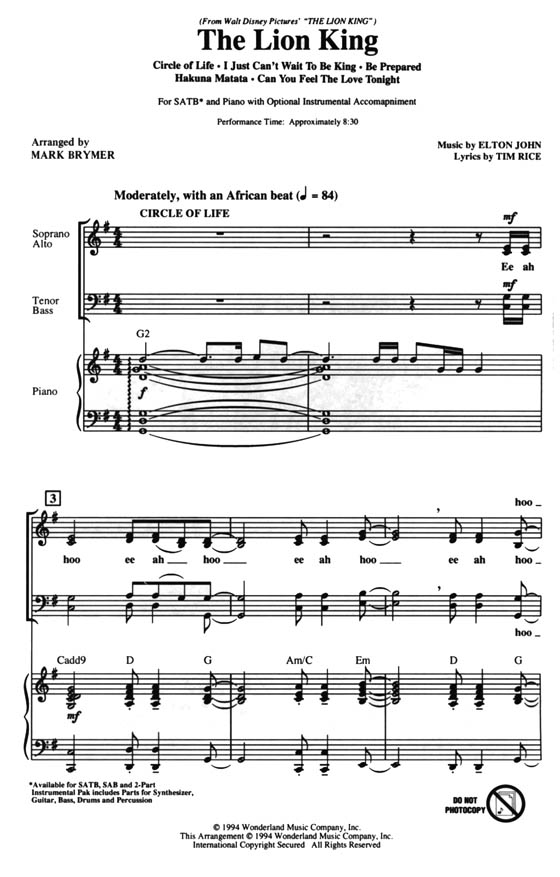 【The Lion King】SATB